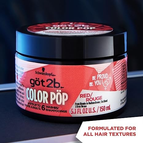 Got2B Color Pop Semi-Permanent Hair Color Mask, Red, 5.1 oz