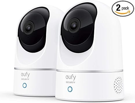 eufy Security Indoor Cam E220 2-Cam Kit, 2K Security Indoor Camera Pan & Tilt, Plug-in Camera with Wi-Fi, Human & Pet AI, Voice Assistant Compatibility, Motion Tracking, Homebase 3 Compatible