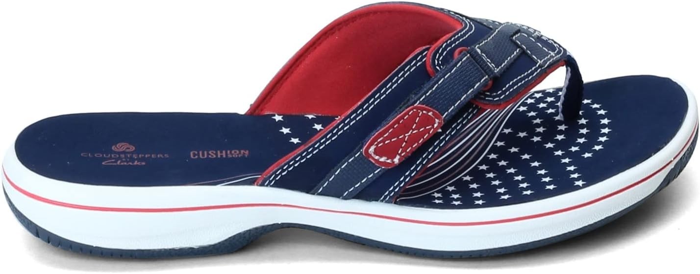 Clarks Womens Breeze Sea (Navy/Red Synthetic)