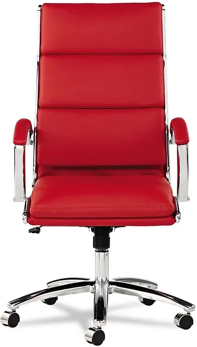 Alera ALE Neratoli High-Back Slim Profile Chair, Camel Soft Leather, Chrome Fram