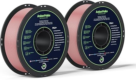 AnkerMake PLA+ 3D Printing Filament, AnkerMake Official Filament, 2-Pack, 4.4 lb / 2 kg, Smooth, High-Adhesion Rate, Designed for High-Speed Printing - Pink