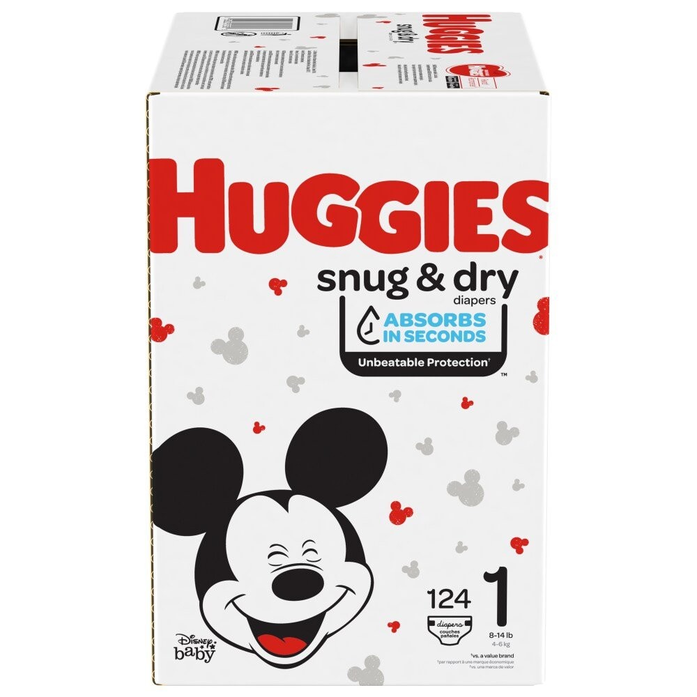 HUGGIES SNUG & DRY DIAPERS #1 124s