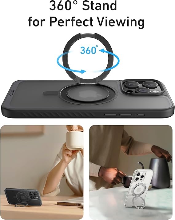 Anker Ultra Magnetic for iPhone 14 Pro Case with Sturdy 360° Ring Stand, Military-Grade Shockproof iPhone 14 Pro Kickstand Compatible with MagSafe(Purple)