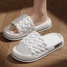 Summer Women Thick Slippers Sole Beach Slides Bathroom Anti-Slip Soft Sandals Fashion Ladies Cloud Shoes