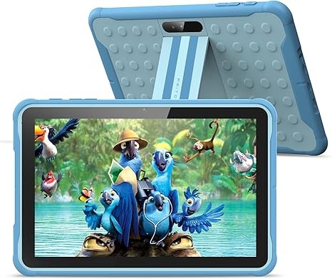 PRITOM Android 13, 10 inch Kids Tablet, Parental Control, 6000mAh, Quad Core Processor, 2GB RAM, 64GB ROM, HD IPS Touch Screen, Google Play, YouTube, Kids-Tablet Case(Blue)