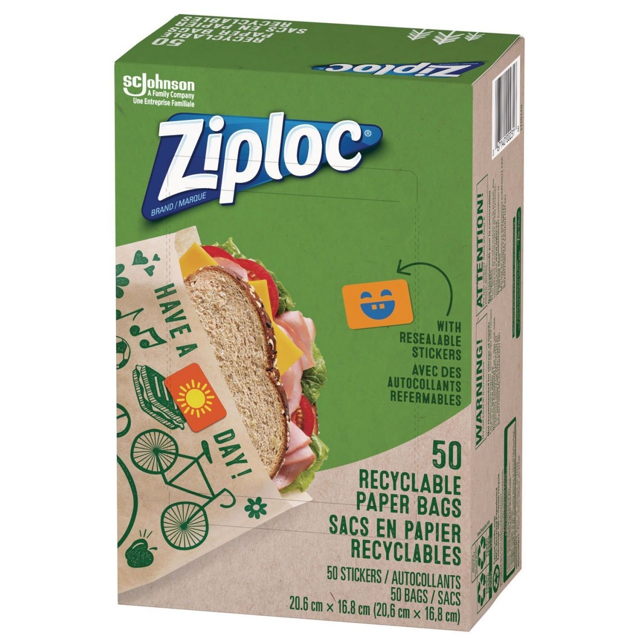 ZIPLOC RECYCLABLE PAPER BAGS 50s