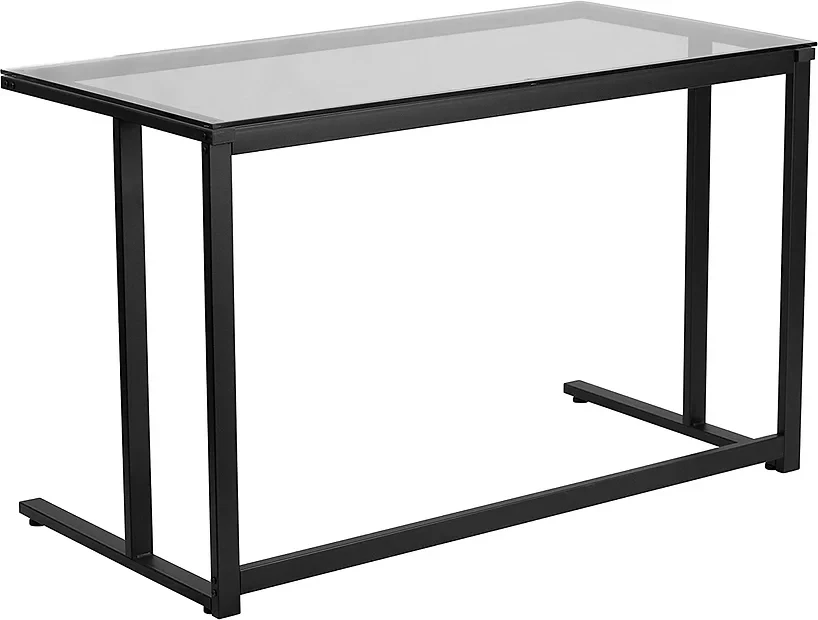 Flash Furniture Glass Pedestal Frame Desk