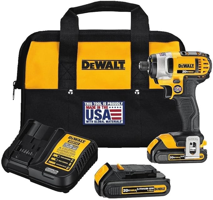 DEWALT - DEWDCF885C2 20V MAX Cordless Drill Impact Driver Kit, 1/4-Inch (DCF885C2) yellow/black