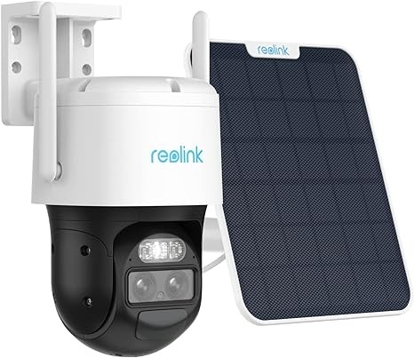 REOLINK Security Cameras Wireless Outdoor, Pan Tilt, Auto Tracking, 6X Hybrid Zoom, Solar Powered with 2K Color Night Vision, 2.4/5GHz WiFi, Local Storage, No Monthly Fee, Trackmix+Solar Panel