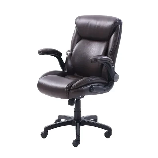 Serta Air Lumbar Bonded Leather Manager Office Chair, Brown