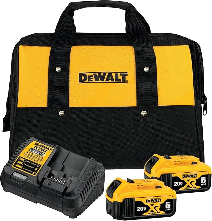 DEWALT 20V MAX Battery Charging Kit, Includes 2 Batteries, 5Ah, Includes Small Storage Bag (DCB205-2CK)