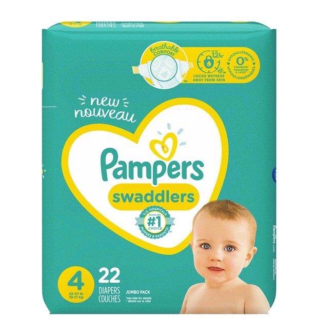 PAMPERS SWADDLERS JUMBO #4 22s