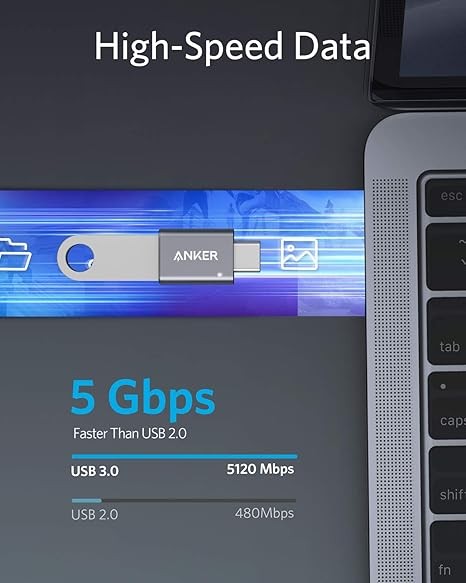 Anker USB C Adapter (2 Pack),High-Speed Data Transfer, USB-C to USB 3.0 Female Adapter for MacBook Pro 2020, iPad Pro 2020, Samsung Notebook 9, Dell XPS and More Type C Devices