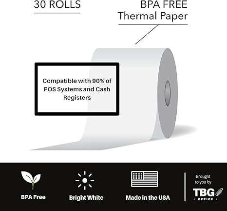 2 1/4" x 85' Thermal Paper Rolls - BPA FREE – MADE IN USA - Receipt paper rolls – Point of Sale Cash Register - Thermal printer paper - Credit Card Paper - (1 Case - 30 Rolls)