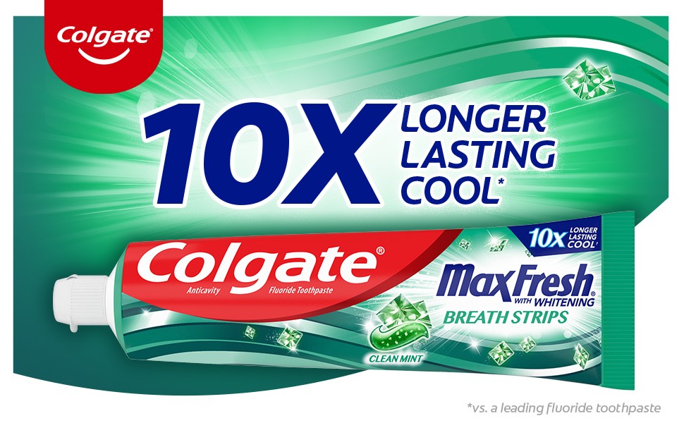 Colgate MaxFresh Whitening Fluoride Toothpaste with Mini Breath Strips Clean Mint, 6oz