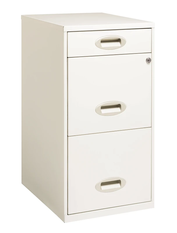 Realspace® 18"D Vertical 3-Drawer File Cabinet, Metal, Pearl White