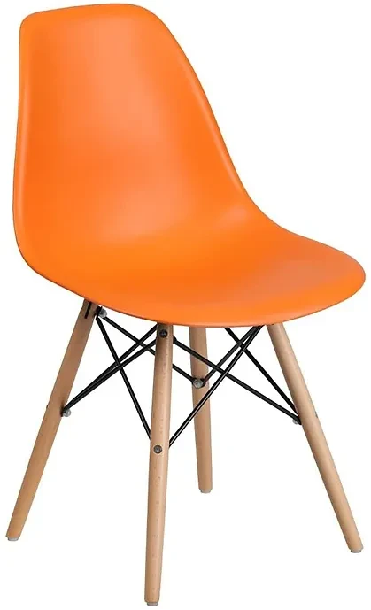 DHP Mid Century Modern Chair with Wooden Legs Orange
