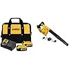 DEWALT 20V MAX Battery Starter Kit with 2 Batteries, 5.0Ah (DCB205-2CK) 20V MAX* Blower for Jobsite, Compact, Tool Only (DCE100B)