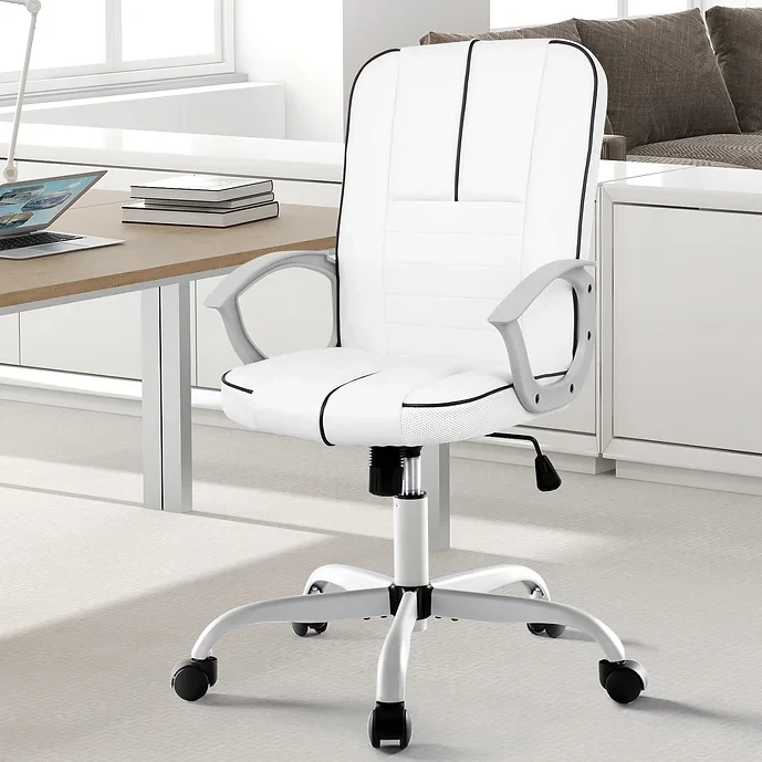 Bonded Leather Computer Chair - White