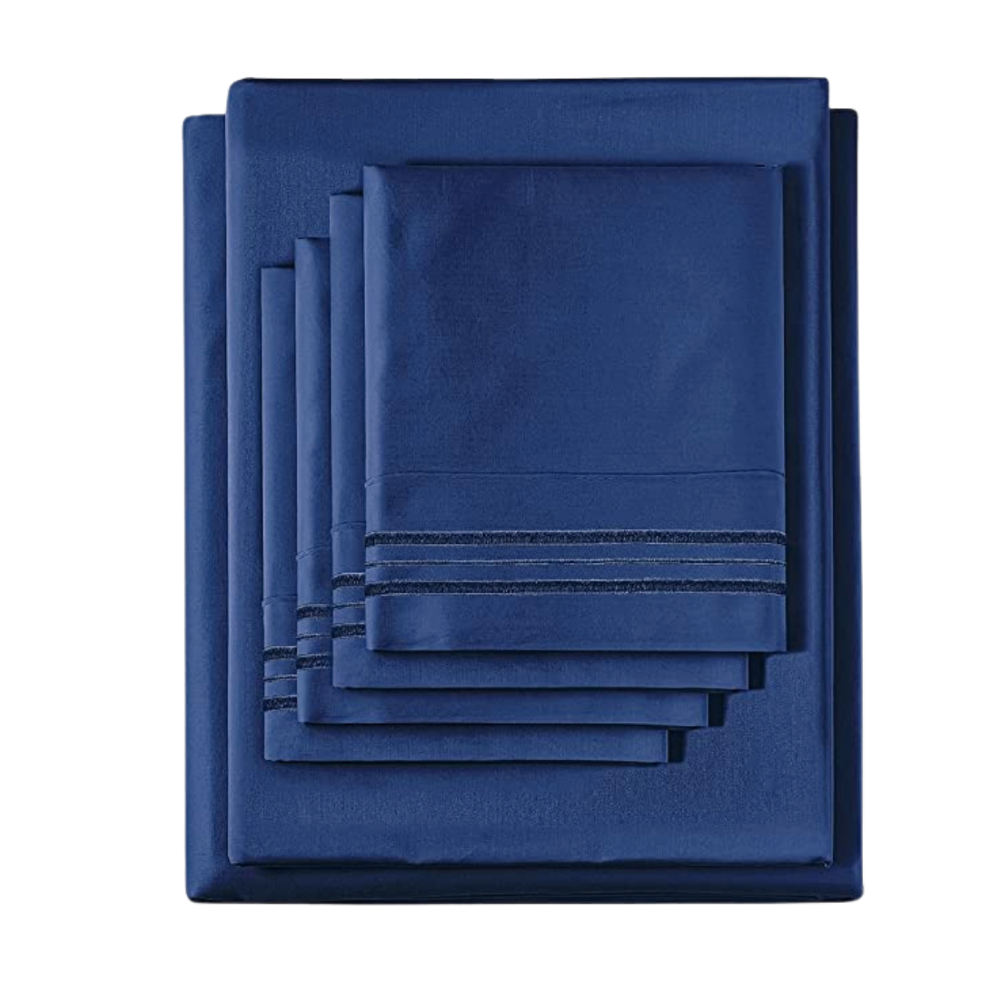 Seriously Soft, 1000 Thread Count, Queen Sheet Set Navy Blue 6pc set