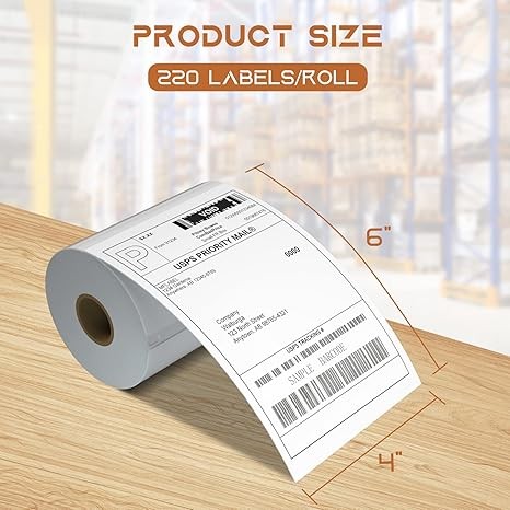 MFLABEL® 6 Rolls Dymo 1744907 Compatible Thermal Shipping Postage Label for 4XL Plus 24pcs Fragile Stickers