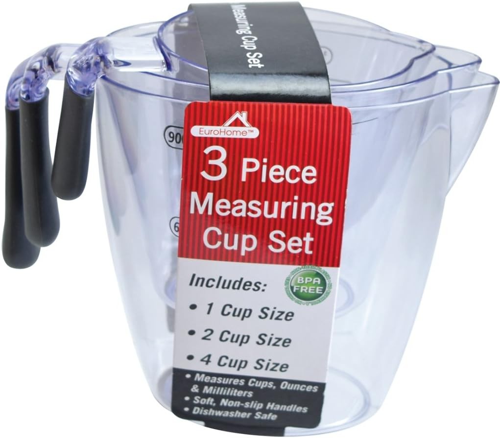 Euro Home 2134562 Clear Measuring Cup Set44; 3 Piece