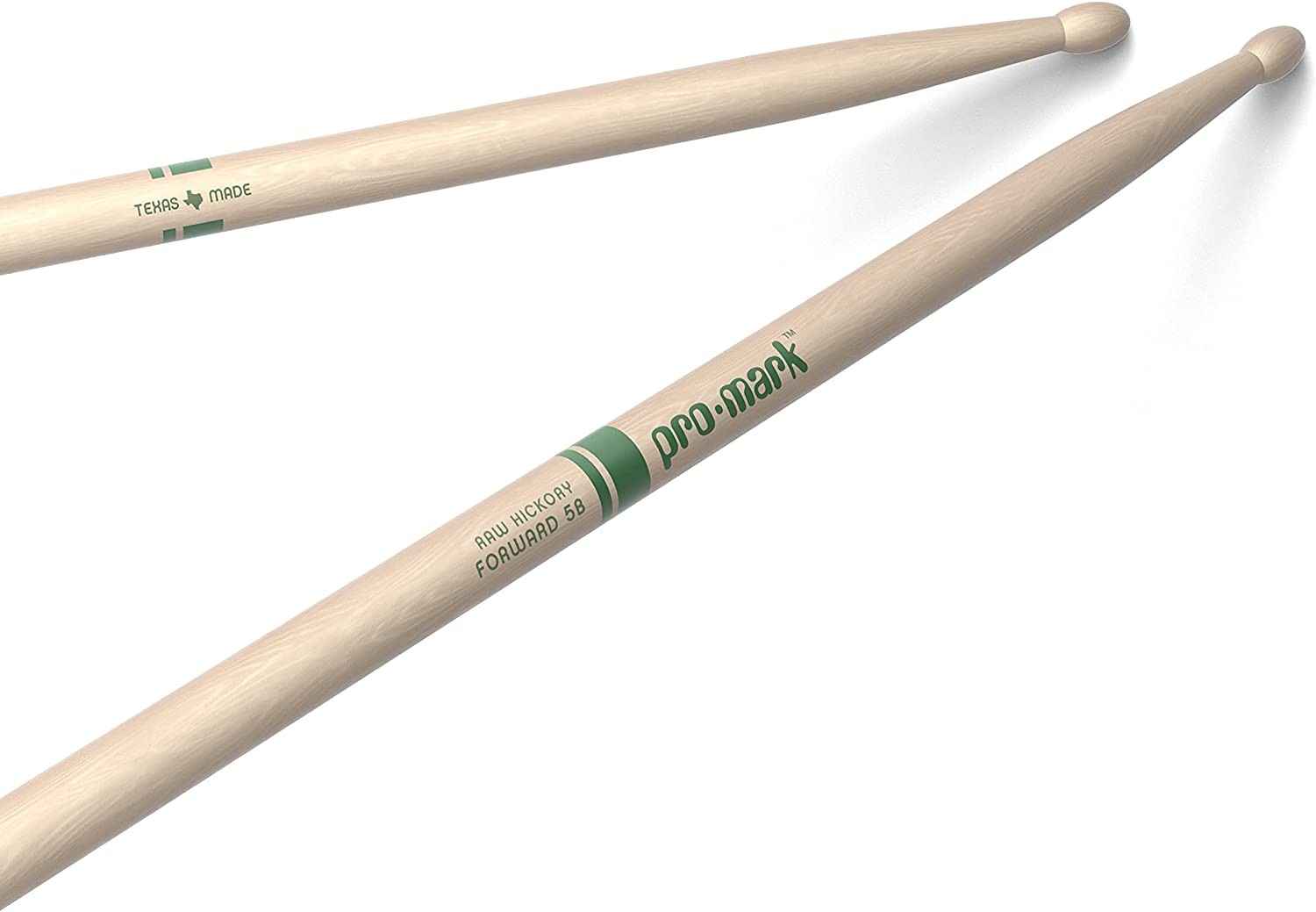ProMark Classic Forward 5B Raw Hickory Drumsticks, Oval Wood Tip