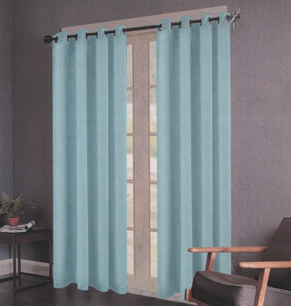 Grommet Curtain Blackout , Pamela Jewel, Blue
