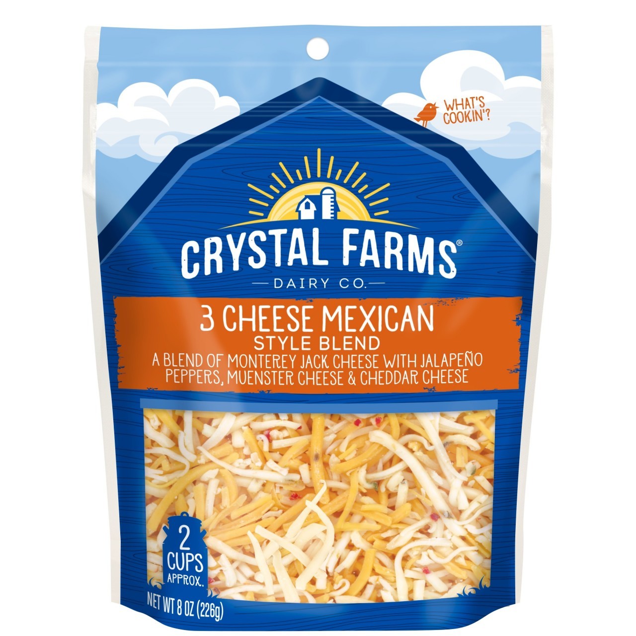 CRYSTAL FARMS MEXICAN 3 CHEESE SHRED 8oz