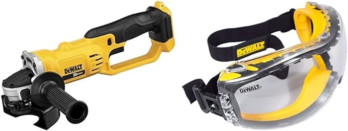 DEWALT 20V MAX Lithium Ion 4-1/2” grinder, Tool Only with w/Safety Goggle (DCG412B & DPG82-11C)