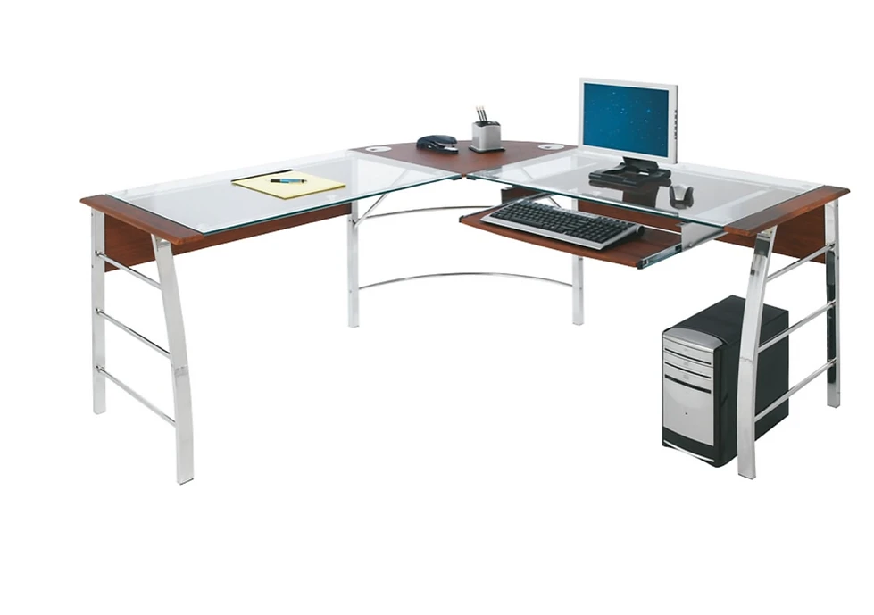 Realspace Mezza L-Shaped Desk Cherry