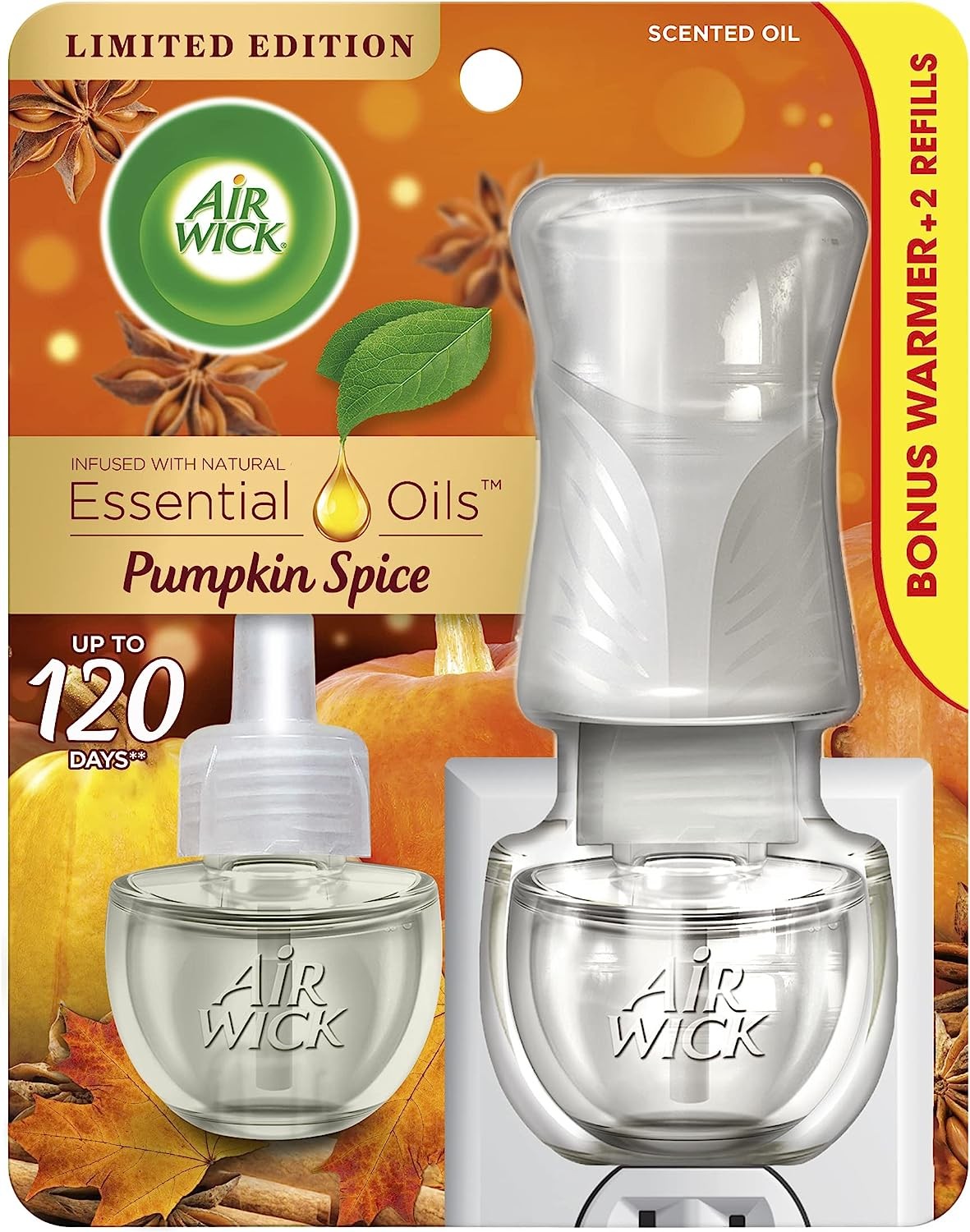 Air Wick Scented Oil Starter Kit, Pumpkin Spice, 2 Refills