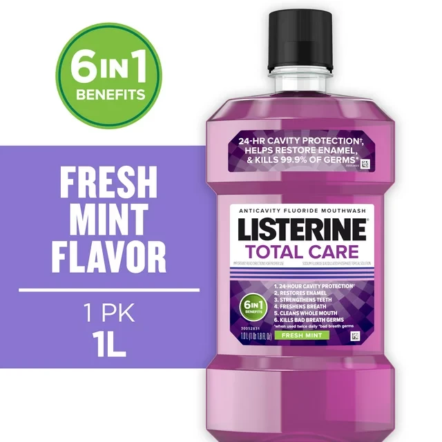 Listerine Total Care Anticavity Mouthwash, Fresh Mint, 1L