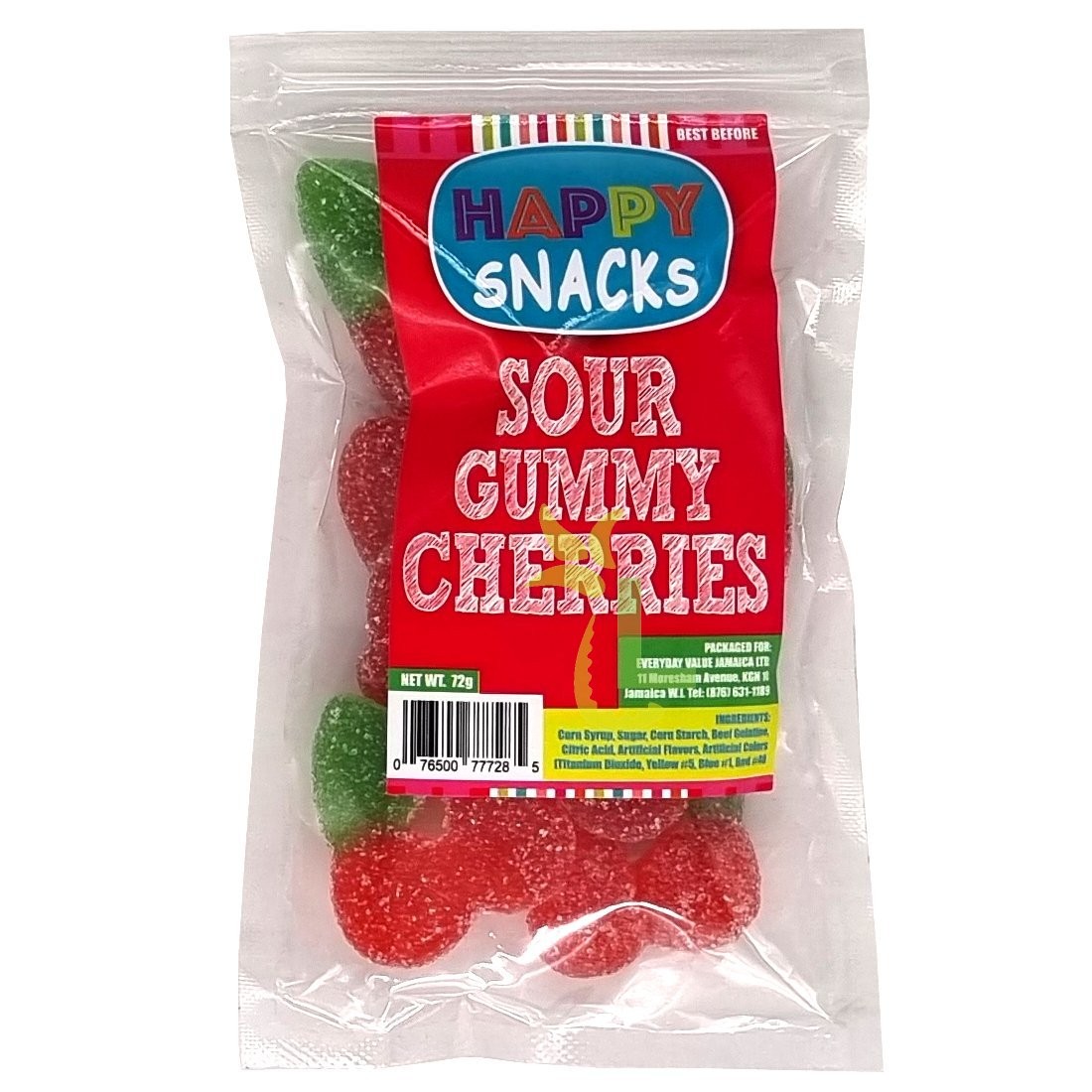 HAPPY SNACKS SOUR GUMMY CHERRIES 72g