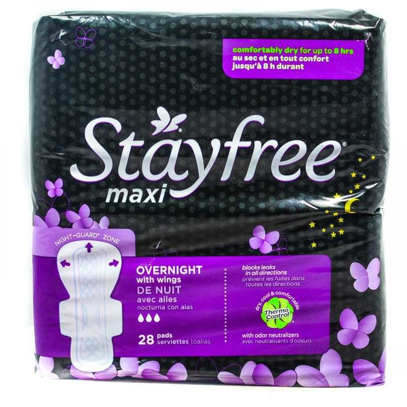 STAYFREE MAXI OVERNIGHT WITH WINGS 28’S