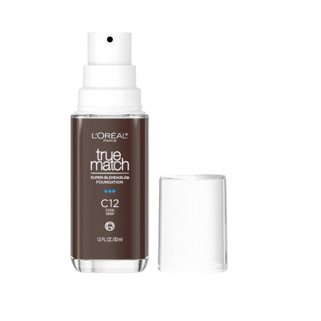 L'Oreal Paris Makeup True Match Super-Blendable Liquid Foundation, Dark Chocolate C12, 1 fl. oz.