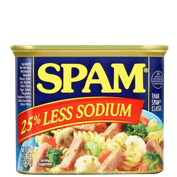 SPAM LUNCH MEAT LESS SODIUM 12oz