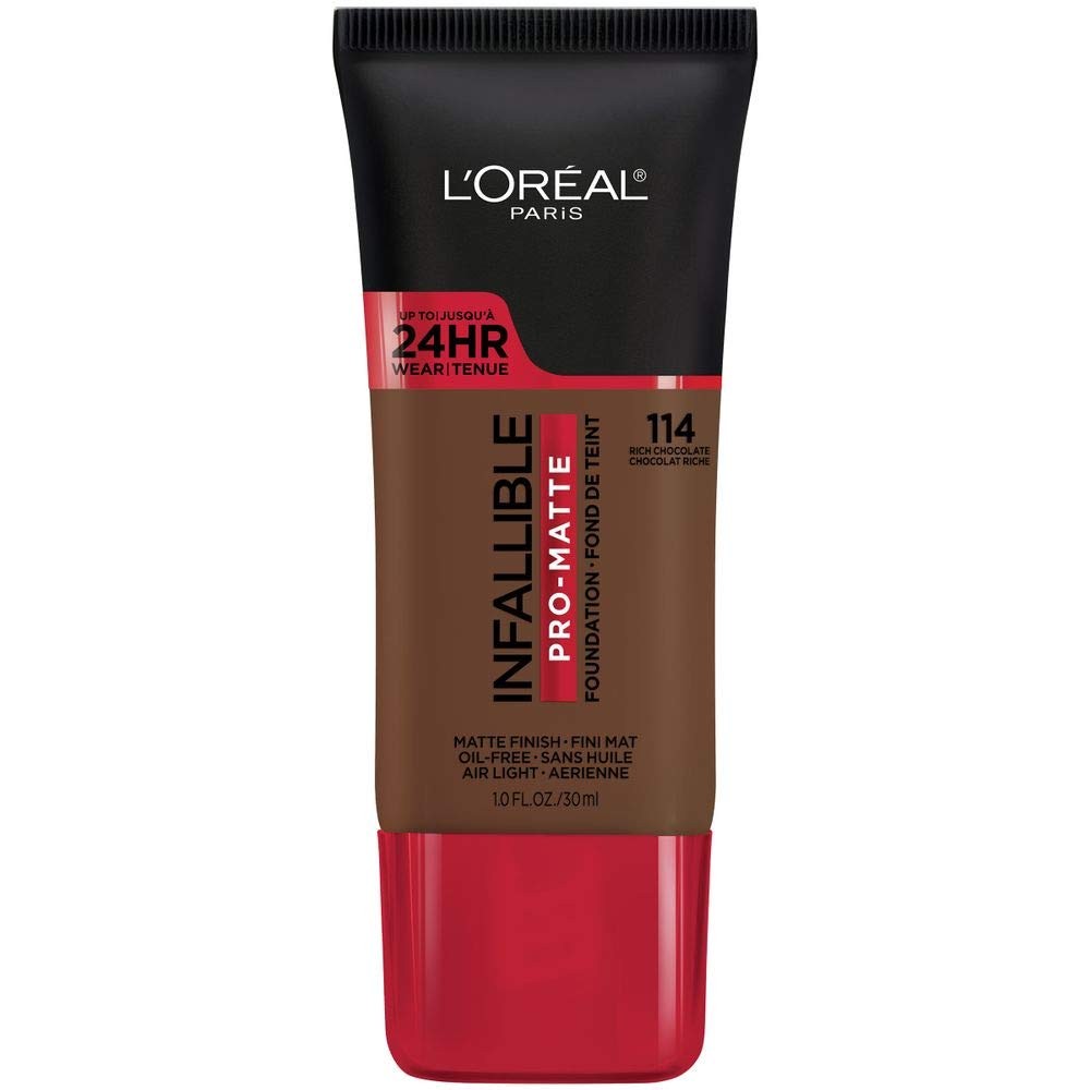 L'Oreal Paris Makeup Infallible Pro-Matte Liquid Longwear Foundation, Rich Chocolate 114, 1 fl. oz.