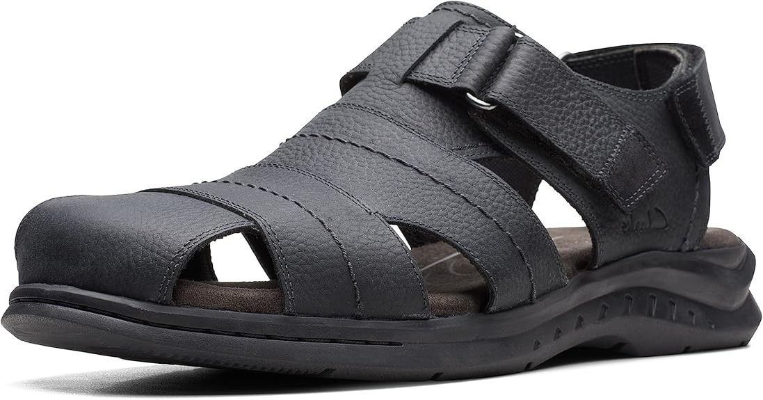 Clarks Mens Hapsford Cove : Black Tumbled Leather