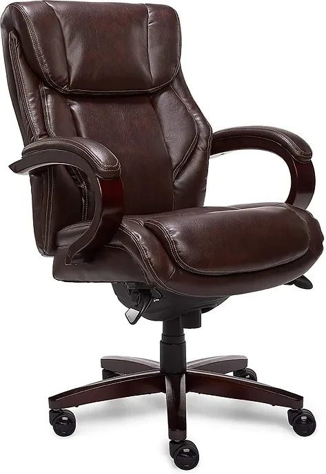 La-Z-Boy Bellamy Bonded Leather Executive Office Chair with Memory Foam Cushions