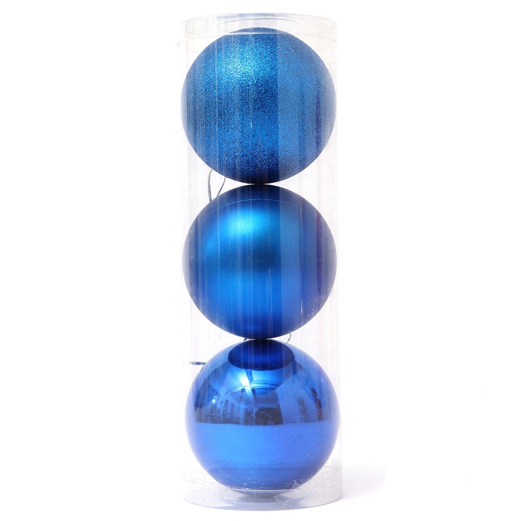 X-Mas Ball Ornaments, Blue, 3 pcs