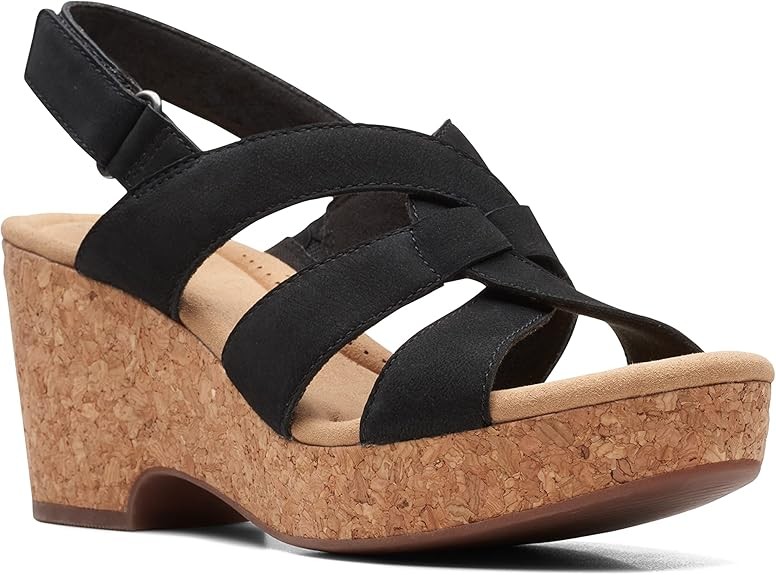 Clarks Womens Giselle Beach : Black Nubuck