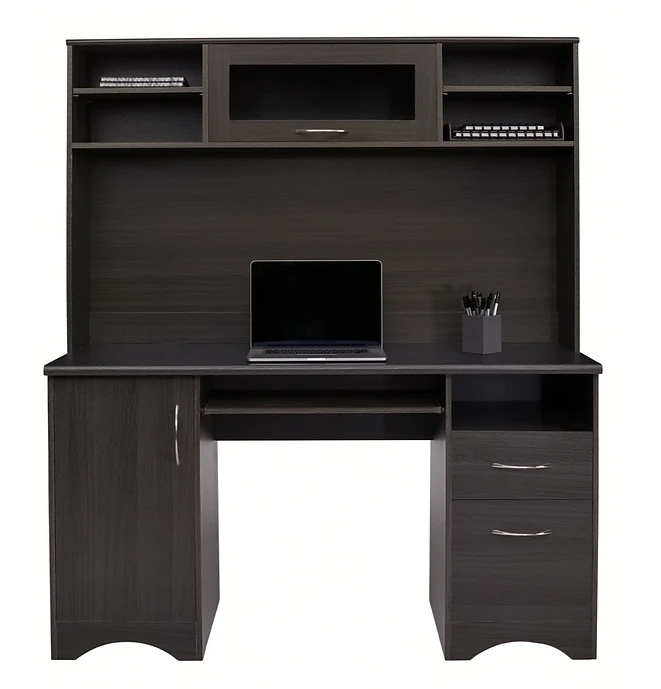 Realspace Pelingo 56"W Desk with Hutch (Dark Gray)