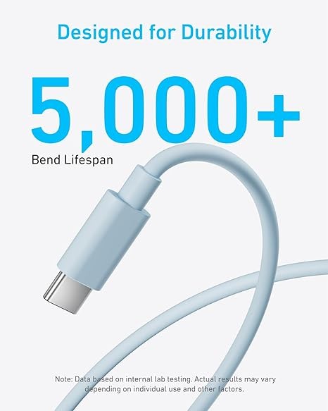 Anker 25W USB C Charger Block, Compact and Foldable, Supports PPS Fast Charging for Galaxy S24/Z Fold/Z Flip/Tab, iPhone, iPad (Blue, 1pack with Cable)