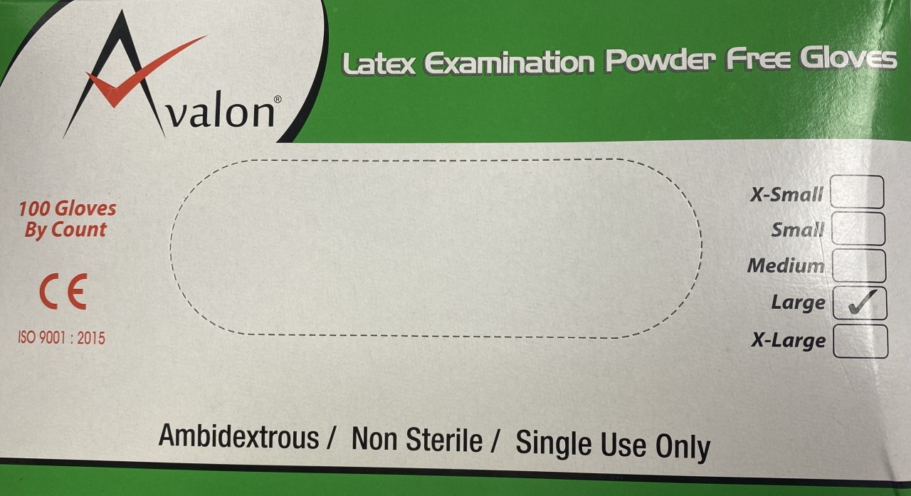 Avalon Latex Examination Powder Free Gloves, 100 Count