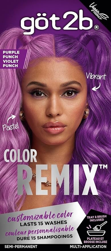 Got2b Color Remix, Customizable Semi-Permanent Hair Color, 094 Purple Punch