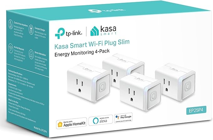 Kasa Smart Plug Mini 15A, Smart Home Wi-Fi Outlet Works with Alexa, Google Home & IFTTT, No Hub Required, UL Certified, 2.4G WiFi Only, 4-Pack(EP10P4) , White