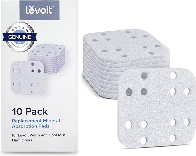 LEVOIT Humidifier Replacement Filters 10-Pack, Mineral Absorption Pad,Compatible with LV600S,LV600HH,OasisMist450S,Capture Fine Particles in Water Tank to Improve Humidification Efficiency,White,18x24