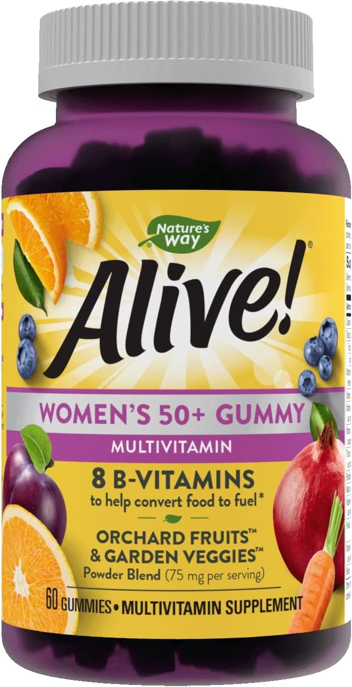 Nature’s Way Alive Women’s 50+ Gummy Multivitamins, Essential Vitamins & Minerals, Mixed Berry Flavored, 60 Gummies