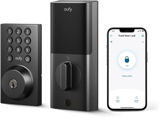 eufy Security Smart Lock C210, Keyless Entry Door Lock, Built-in WiFi Deadbolt, Smart Door Lock, No Bridge Required, Easy Installation, Touchscreen Keypad, App Remote Control, 4 AA Batteries Included